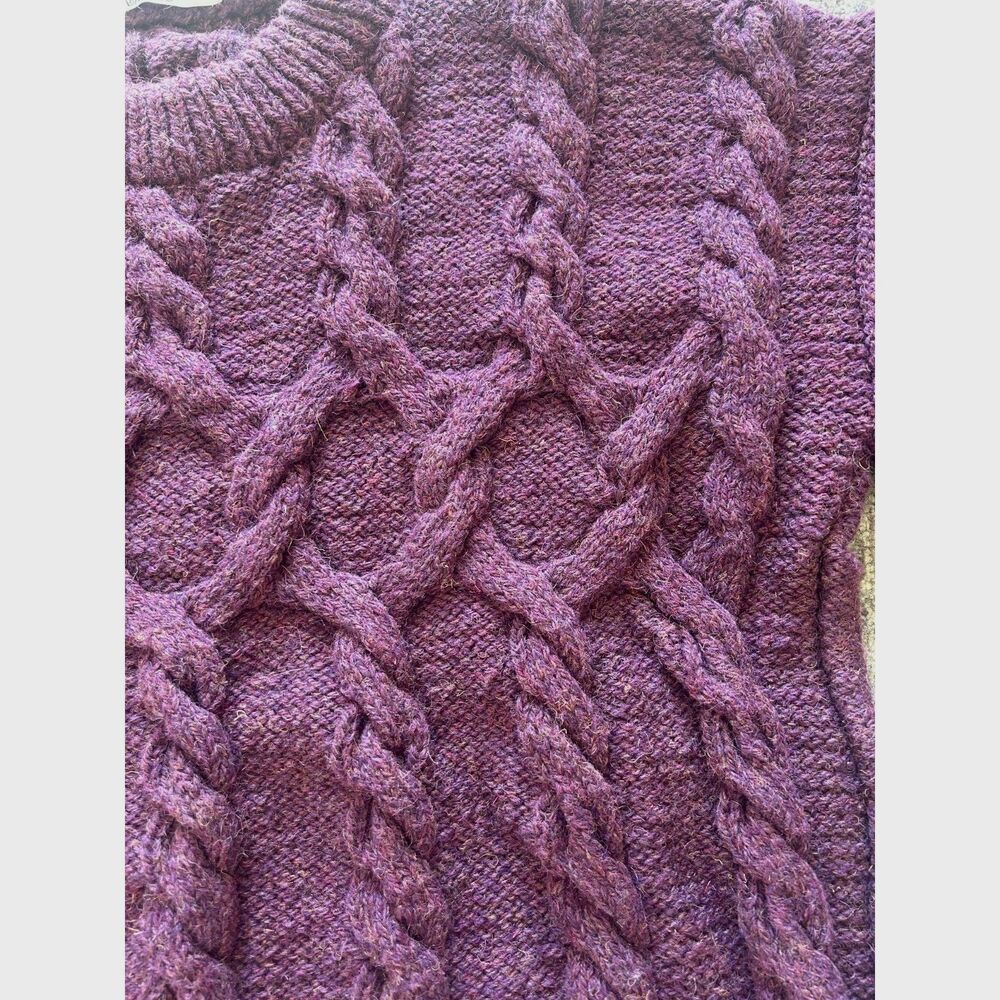 Wool Chunky Cableknit Fisherman Aran Sweater XL - Picture 6 of 7